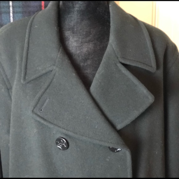 Merino Wool Pea Coat Black Size 14 - Picture 2 of 6